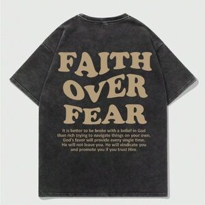 Kids Faith Over Fear Graphic T-Shirt - Black